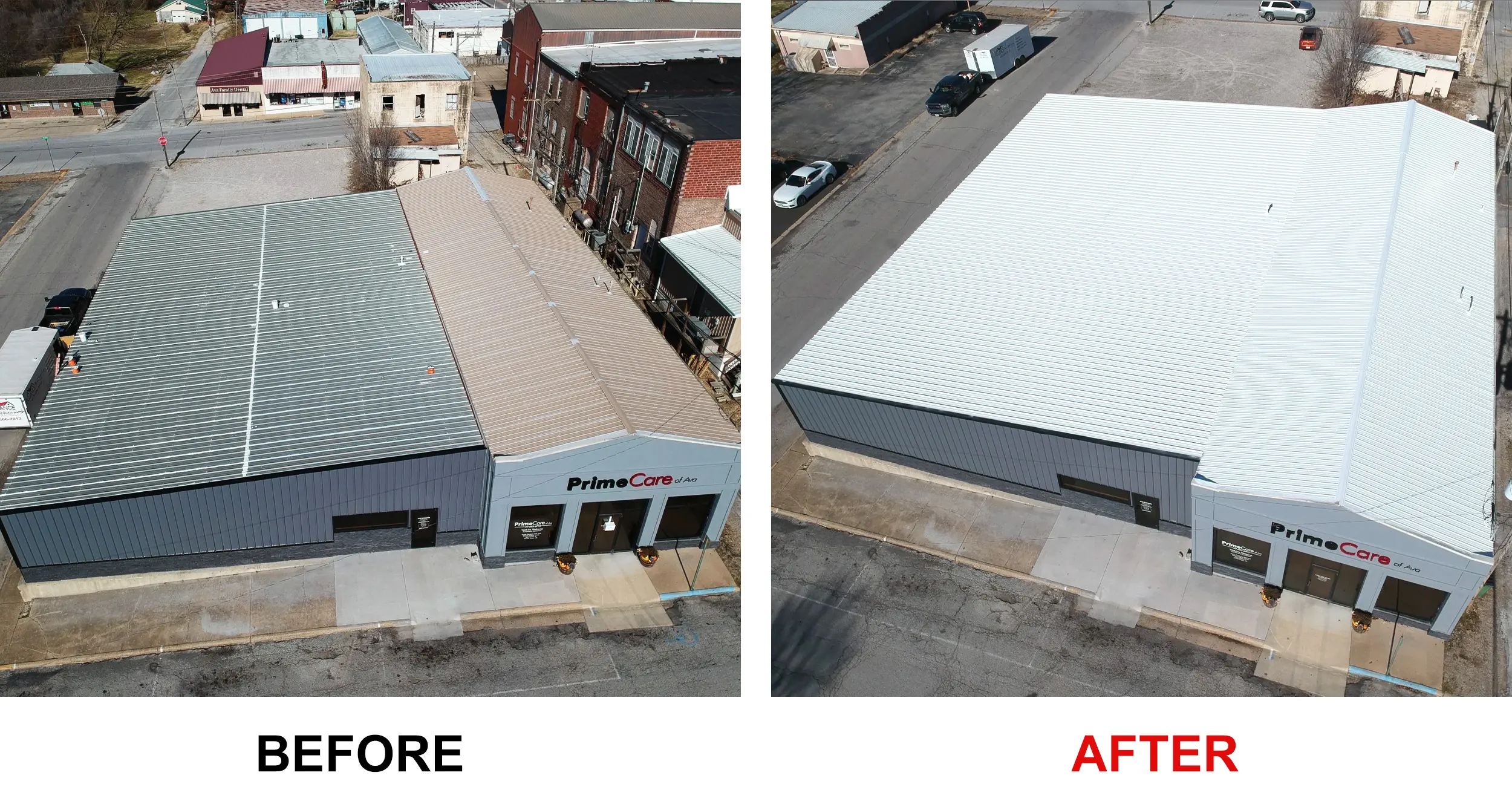 Silicone coating over metal roof in Ava, MO