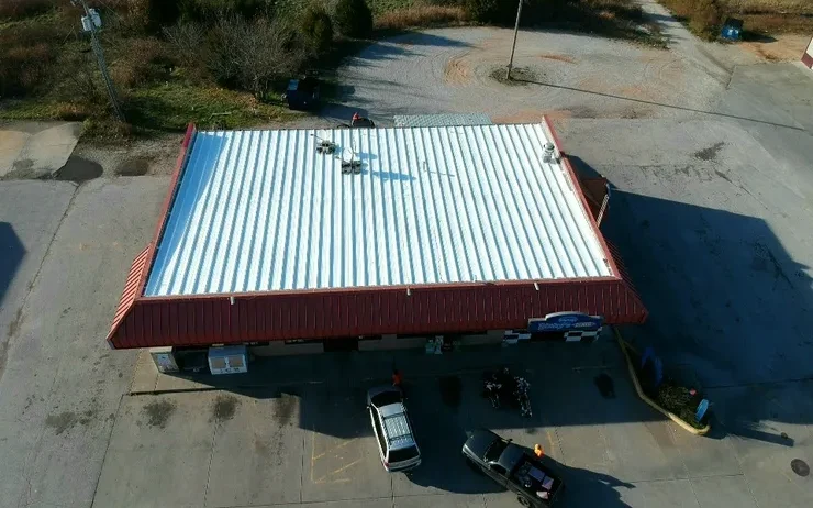 Gaco S4200 Silicone coating over metal roof in Reeds Spring, MO - Commercial Roof