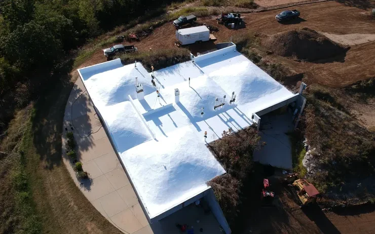 Earth Home, silicone coating under green roof in Flippin AR - Commercial Roof