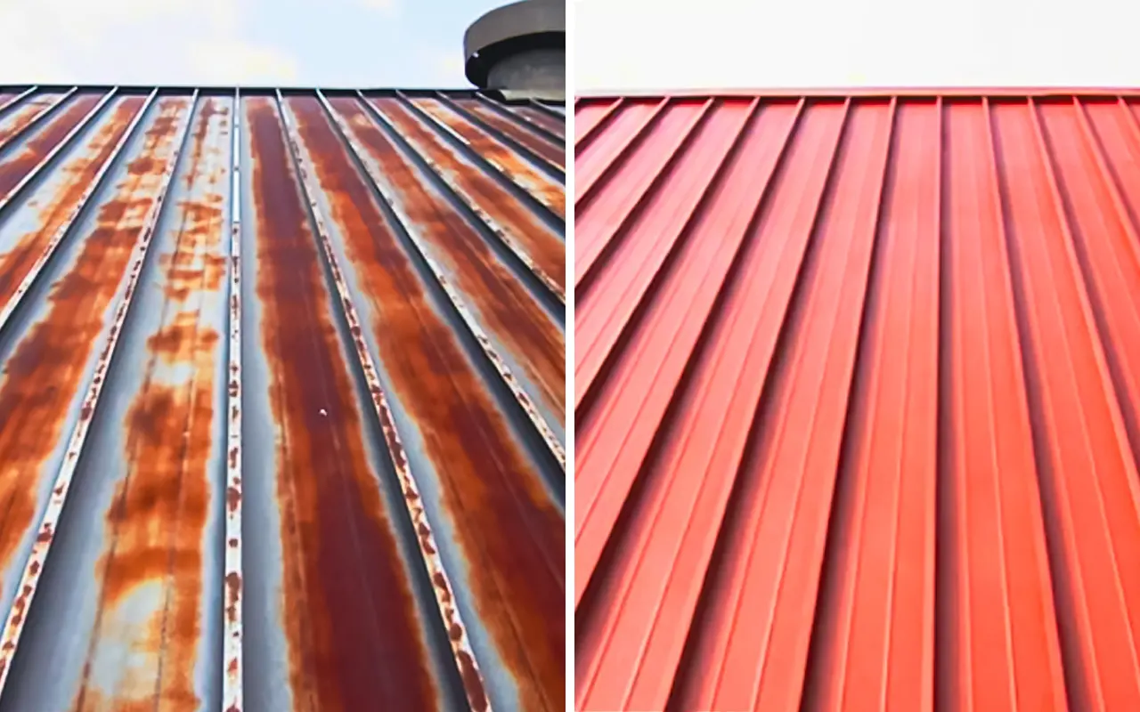 Essential Guide to Metal Roof Coating - before and after